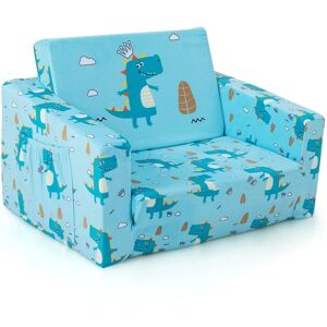 Costway 2-in-1 Convertible Couch Children Fold out Sofa Bed Lounger Soft Velvet in Blue Blue Costway 2-in-1 Convertible Couch Children Fold out Sofa Bed Lounger Soft Velvet in Blue Blue
