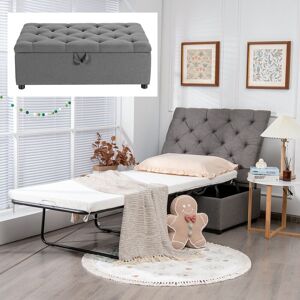 Costway 2 in 1 Convertible Sofa Bed Folding Ottoman Sleeper Space Saving Couch Lounger in Grey Grey Costway 2 in 1 Convertible Sofa Bed Folding Ottoman Sleeper Space Saving Couch Lounger in Grey Grey