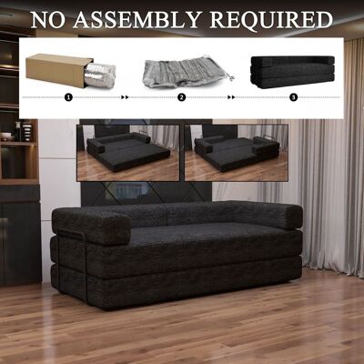 Sliding Wardrobes 4U Convertible Sofa Bed in a Box Quick Setup - 3 Seater Black Black Sliding Wardrobes 4U Convertible Sofa Bed in a Box Quick Setup - 3 Seater Black Black