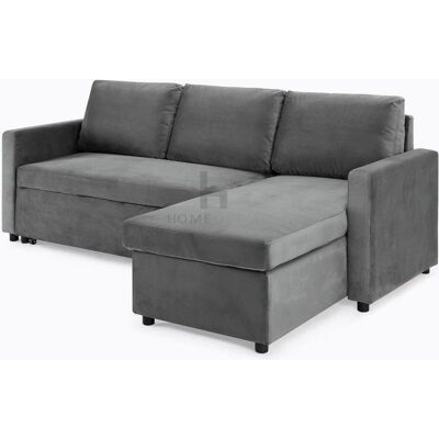 Home Detail - Dorset - Grey - Velvet - 3-seater - Sofa bed Home Detail - Dorset - Grey - Velvet - 3-seater - Sofa bed