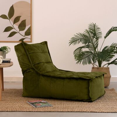 Icon Bean Bag - Olive Green Velvet Luxurious 96x75x75cm Icon Bean Bag - Olive Green Velvet Luxurious 96x75x75cm