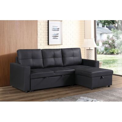 SquareBoxx Bayside 3 Seater Pull-Out Sofa Bed in Black Black SquareBoxx Bayside 3 Seater Pull-Out Sofa Bed in Black Black