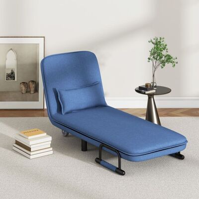Costway Single Folding Sofa Bed Chair Modern Fabric Sleep Function Holder With Pillow in Blue Blue Costway Single Folding Sofa Bed Chair Modern Fabric Sleep Function Holder With Pillow in Blue Blue