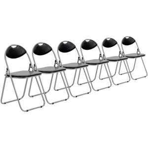 Harbour Housewares Padded Folding Chairs 44cm Black/Silver Pack of 6