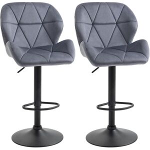 HOMCOM Bar Stool Set of 2 Fabric Adjustable Height Armless Counter Chairs