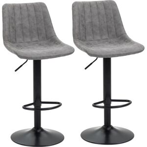 HOMCOM Set Of 2 Microfibre Retro Tub Bar Stools Metal Frame Footrest Seat