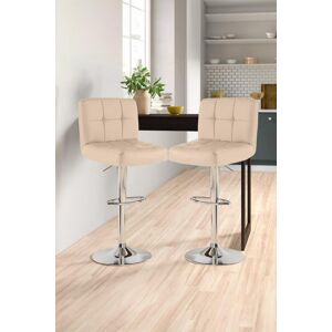 Neo Set of Two Cuban Leather Bar Stools with Chrome Leg