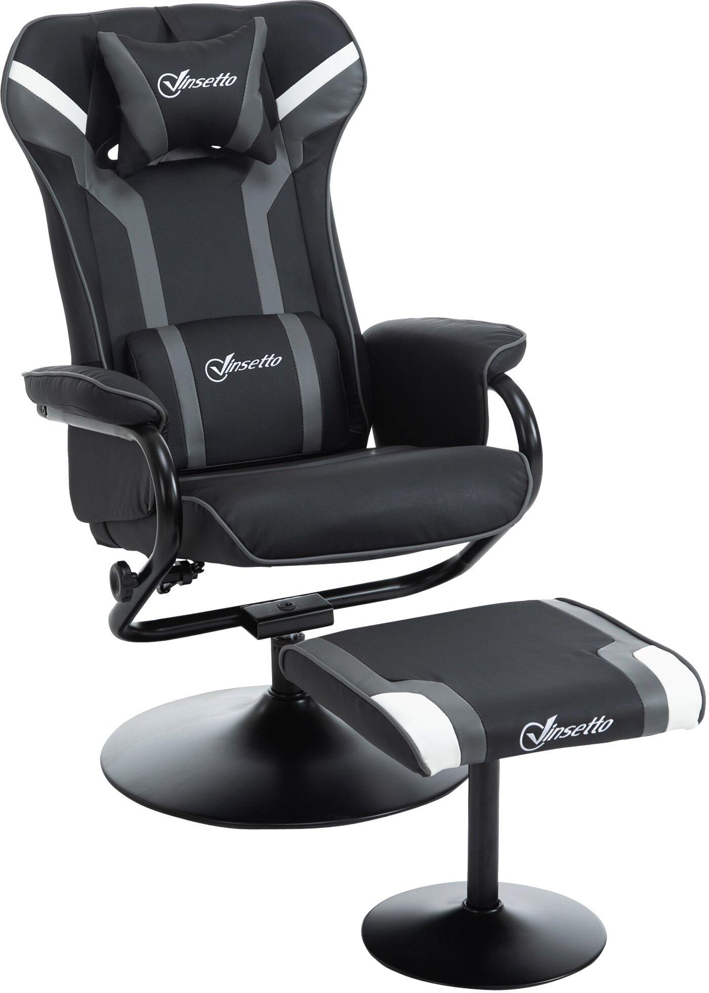 VINSETTO Video Game Chair and Footrest Set with Pedestal Base for Home Office