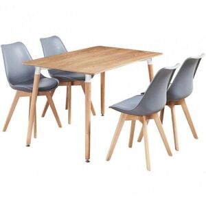 Life Interiors 5PCs Dining Set - a Halo Dining Table & Set of 4 Lorenzo Tulip chairs with Padded Seat in Grey Grey Life Interiors 5PCs Dining Set - a Halo Dining Table & Set of 4 Lorenzo Tulip chairs with Padded Seat in Grey Grey