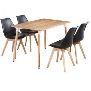 Life Interiors 5PCs Dining Set - a Halo Dining Table & Set of 4 Lorenzo Tulip chairs with Padded Seat in Black Black Life Interiors 5PCs Dining Set - a Halo Dining Table & Set of 4 Lorenzo Tulip chairs with Padded Seat in Black Black