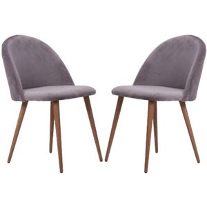 Life Interiors Set of 2 Lucia Ergonomic Velvet Dining Chairs with Wooden Legs, Modern Upholstered Accent Chair in Grey Grey Life Interiors Set of 2 Lucia Ergonomic Velvet Dining Chairs with Wooden Legs, Modern Upholstered Accent Chair in Grey Grey