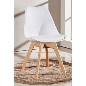 Life Interiors Single 'Tulip Dining Chair' Leather Padded Seat Solid Wood Legs in White White Life Interiors Single 'Tulip Dining Chair' Leather Padded Seat Solid Wood Legs in White White