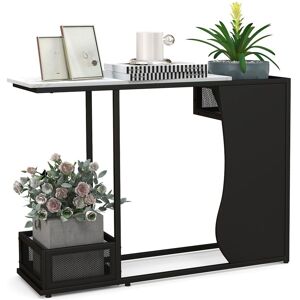 Costway 110cm Console Table w/ Plant Position 2 Storage Cube Marble Top Entryway Table in Black Black Costway 110cm Console Table w/ Plant Position 2 Storage Cube Marble Top Entryway Table in Black Black