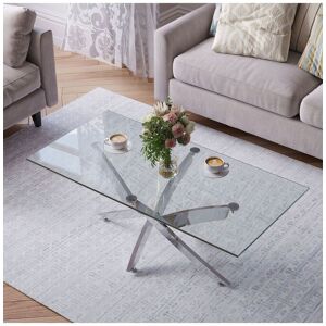 Living and Home Modern Rectangle Clear Tempered Glass Top Coffee Table with Chrome Legs Clear Living and Home Modern Rectangle Clear Tempered Glass Top Coffee Table with Chrome Legs Clear