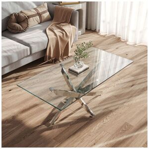 Living and Home 120 cm W x 60 cm D Rectangle Clear Tempered Glass Top Coffee Table with Chrome Legs Clear 120 cm W x 60 cm D Living and Home 120 cm W x 60 cm D Rectangle Clear Tempered Glass Top Coffee Table with Chrome Legs Clear 120 cm W x 60 cm D