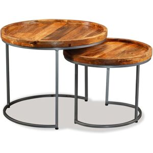 Berkfield Home Side Table Set 2 Pieces Solid Mango Wood in Brown Brown Berkfield Home Side Table Set 2 Pieces Solid Mango Wood in Brown Brown