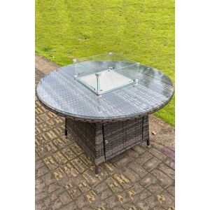 Fimous PE Round Rattan Gas Fire Pit Dining Table Gas Heater in Dark Grey Dark Grey Fimous PE Round Rattan Gas Fire Pit Dining Table Gas Heater in Dark Grey Dark Grey