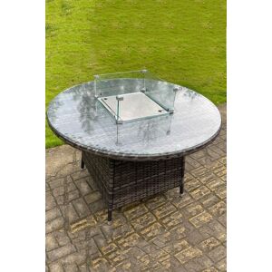 Fimous PE Round Rattan Gas Fire Pit Dining Table Gas Heater in Dark Grey Dark Grey Fimous PE Round Rattan Gas Fire Pit Dining Table Gas Heater in Dark Grey Dark Grey