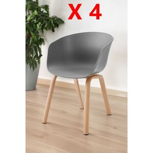 Living and Home 4pcs Modern Plastic PP Dining Chair with Heat Transfer-Printed Legs in Grey Grey Living and Home 4pcs Modern Plastic PP Dining Chair with Heat Transfer-Printed Legs in Grey Grey