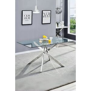 Living and Home 70cmD Stylish Tempered Glass Coffee Table Rectangular Dining Table with Chrome Cross Legs in Clear Clear Living and Home 70cmD Stylish Tempered Glass Coffee Table Rectangular Dining Table with Chrome Cross Legs in Clear Clear