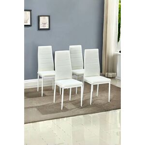 Living and Home 4pcs Armless Faux Leather Upholstered High Back Dining Chairs in White White Living and Home 4pcs Armless Faux Leather Upholstered High Back Dining Chairs in White White