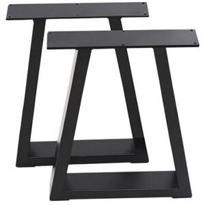 Living and Home 2 Pcs Industrial Metallic Table Legs for Home DIY in Black Black Living and Home 2 Pcs Industrial Metallic Table Legs for Home DIY in Black Black