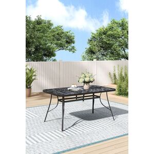 H&O Direct 150cm W x 90cm D Garden Tempered Glass Dining Coffee Table in Black Size: 150 cm W x 90 cm D Black 150 cm W x 90 cm D H&O Direct 150cm W x 90cm D Garden Tempered Glass Dining Coffee Table in Black Size: 150 cm W x 90 cm D Black 150 cm W x 90 cm D