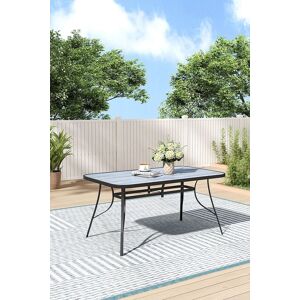 H&O Direct 150cm W x 90cm D Garden Tempered Glass Dining Coffee Table in Grey Size: 150 cm W x 90 cm D Grey 150 cm W x 90 cm D H&O Direct 150cm W x 90cm D Garden Tempered Glass Dining Coffee Table in Grey Size: 150 cm W x 90 cm D Grey 150 cm W x 90 cm D