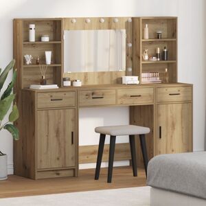 Berkfield Home 3 Piece Dressing Table Set Artisan Oak Engineered Wood in Brown Brown Berkfield Home 3 Piece Dressing Table Set Artisan Oak Engineered Wood in Brown Brown