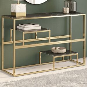 Berkfield Home Console Table Gold Stainless Steel & Tempered Glass Gold Berkfield Home Console Table Gold Stainless Steel & Tempered Glass Gold