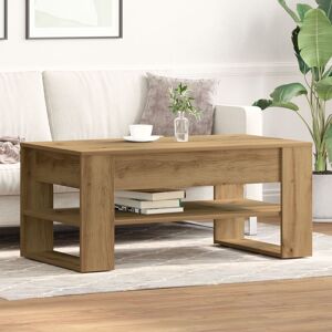 Berkfield Home Coffee Table Artisan oak Solid oak wood Medium Coffee Table in Brown Brown Berkfield Home Coffee Table Artisan oak Solid oak wood Medium Coffee Table in Brown Brown