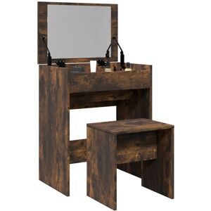 Berkfield Home Dressing Table & Stool Smoked Oak 60x40x113.5 cm in Brown Brown 60x40x113.5 cm Berkfield Home Dressing Table & Stool Smoked Oak 60x40x113.5 cm in Brown Brown 60x40x113.5 cm