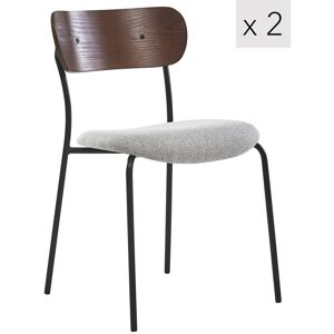 Nordlys Set of 2 Industrial Metal Wood Dining Chairs in Grey Grey Nordlys Set of 2 Industrial Metal Wood Dining Chairs in Grey Grey