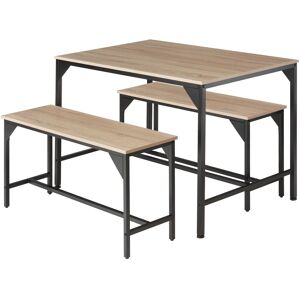 tectake Dining Table Set Bolton in Light Brown Light Brown tectake Dining Table Set Bolton in Light Brown Light Brown