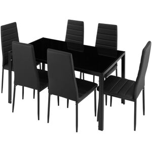 TecTake Black Dining Room Set - Model 404381 - Modern Minimalist Design TecTake Black Dining Room Set - Model 404381 - Modern Minimalist Design
