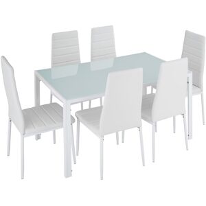 tectake Dining Table & Chairs Brandenburg in White White tectake Dining Table & Chairs Brandenburg in White White