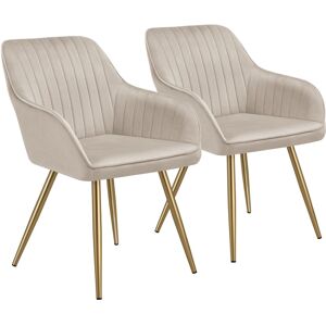 tectake Dining Chair Marilyn Set Of 2 Dark Green/gold in Taupe Size: 2 Pack Taupe 2 Pack tectake Dining Chair Marilyn Set Of 2 Dark Green/gold in Taupe Size: 2 Pack Taupe 2 Pack
