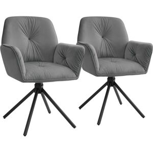 tectake Swivel Chair Lenia Set Of 2 Velvet Look Anthracite/black in Black Size: 2 Pack Black 2 Pack tectake Swivel Chair Lenia Set Of 2 Velvet Look Anthracite/black in Black Size: 2 Pack Black 2 Pack