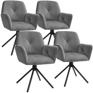 tectake Swivel Chair Lenia Set Of 4 Velvet Look Anthracite/black in Black Size: 4 Pack Black 4 Pack tectake Swivel Chair Lenia Set Of 4 Velvet Look Anthracite/black in Black Size: 4 Pack Black 4 Pack