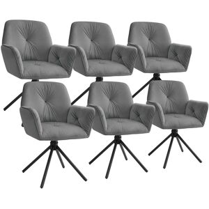 tectake Swivel Chair Lenia Set Of 6 Velvet Look Anthracite/black in Black Size: 6 Pack Black 6 Pack tectake Swivel Chair Lenia Set Of 6 Velvet Look Anthracite/black in Black Size: 6 Pack Black 6 Pack