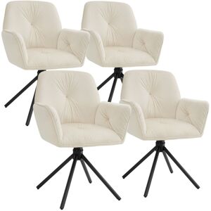 tectake Swivel Chair Lenia Set Of 4 Velvet Cream/black in Cream Size: 4 Pack Cream 4 Pack tectake Swivel Chair Lenia Set Of 4 Velvet Cream/black in Cream Size: 4 Pack Cream 4 Pack
