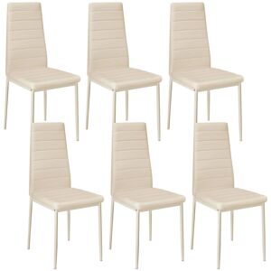 tectake Dining Chairs Thomas in Beige Size: 6 Pack Beige 6 Pack tectake Dining Chairs Thomas in Beige Size: 6 Pack Beige 6 Pack