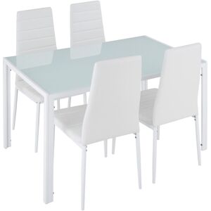 tectake Dining Table & Chairs Berlin in White White tectake Dining Table & Chairs Berlin in White White