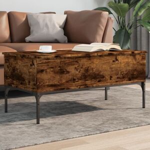 Berkfield Home Coffee Table Smoked Oak 100x50x45 cm Engineered Wood & Metal in Brown Size: 100 x 50 x 45 cm Brown 100 x 50 x 45 cm Berkfield Home Coffee Table Smoked Oak 100x50x45 cm Engineered Wood & Metal in Brown Size: 100 x 50 x 45 cm Brown 100 x 50 x 45 cm