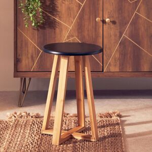 Orsina Stable Blue & Natural Bamboo Round Stool, Industrial Bar Stool For Breakfast, Robust Breakfast Stool in Black Black Orsina Stable Blue & Natural Bamboo Round Stool, Industrial Bar Stool For Breakfast, Robust Breakfast Stool in Black Black