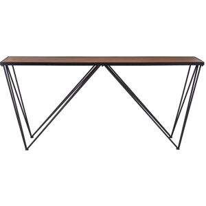 Orsina Rectangular Console Table, Metal & Wood Console Table, Industrial Console Table, Wood Top Console Table in Black Black Orsina Rectangular Console Table, Metal & Wood Console Table, Industrial Console Table, Wood Top Console Table in Black Black