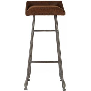 Orsina Brown Leather Effect Bar Stool, Counter Stool With Vintage Padded Seat, Pub Chair With Backrest & Footrest Brown Orsina Brown Leather Effect Bar Stool, Counter Stool With Vintage Padded Seat, Pub Chair With Backrest & Footrest Brown