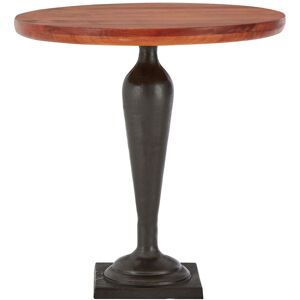 Orsina Antique Round Side Table With Walnut Surface, Accent Table With Black Urn Stand, Wooden End Table For Patio in Brown Brown Orsina Antique Round Side Table With Walnut Surface, Accent Table With Black Urn Stand, Wooden End Table For Patio in Brown Brown