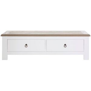 Orsina 2 Drawer Coffee Table With White Beech Wood Cabinet, Rectangular Table, Storage Table With Metal Handles White Orsina 2 Drawer Coffee Table With White Beech Wood Cabinet, Rectangular Table, Storage Table With Metal Handles White