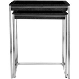 Orsina Pacific Faux Skin Nest Of 2 Tables in Black Black Orsina Pacific Faux Skin Nest Of 2 Tables in Black Black